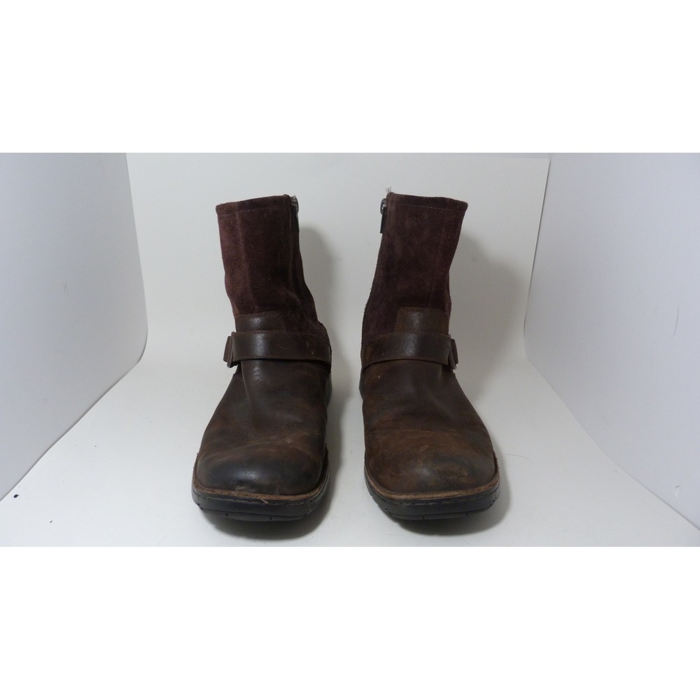 UGG Mens 1007797 Waterproof Leather Suede Moto Buckle Boots Brown Size 10